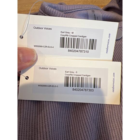 Outdoor Voices CozyRib Cropped Cardigan Earl Gray - Picture 5 of 6